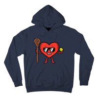 Valentines Day Heart Lacrosse Funny Lax Sports Hoodie