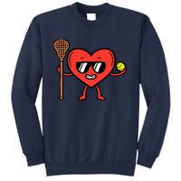 Valentines Day Heart Lacrosse Funny Lax Sports Sweatshirt