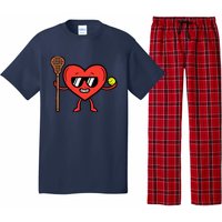 Valentines Day Heart Lacrosse Funny Lax Sports Pajama Set