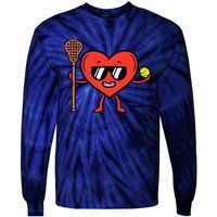 Valentines Day Heart Lacrosse Funny Lax Sports Tie-Dye Long Sleeve Shirt