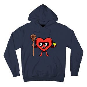 Valentines Day Heart Lacrosse Funny Lax Sports Tall Hoodie