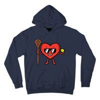 Valentines Day Heart Lacrosse Funny Lax Sports Tall Hoodie