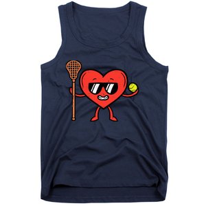 Valentines Day Heart Lacrosse Funny Lax Sports Tank Top