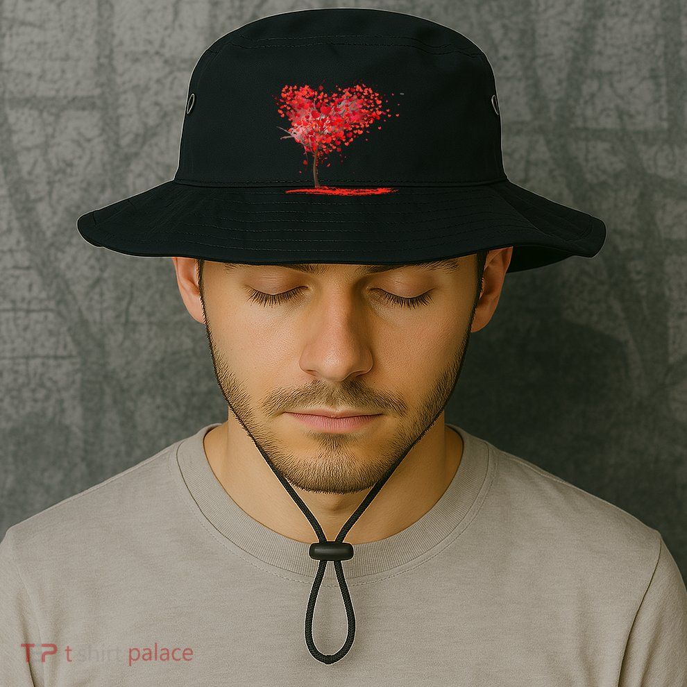 Valentines Day Heart Shaped Tree Bucket Hat