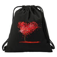 Valentines Day Heart Shaped Tree Drawstring Bag