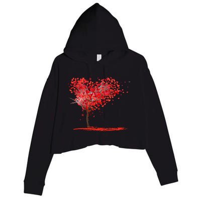 Valentines Day Heart Shaped Tree Crop Fleece Hoodie