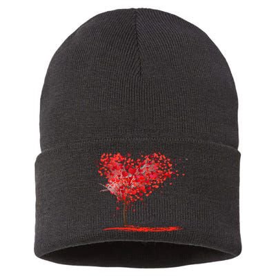 Valentines Day Heart Shaped Tree Sustainable Knit Beanie