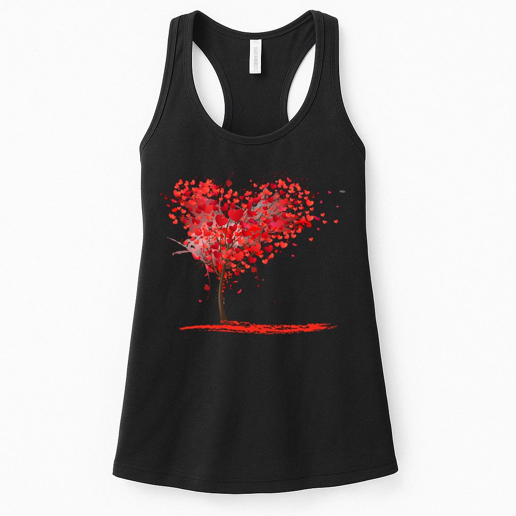 Valentines Day Heart Shaped Tree Womens Tank Top