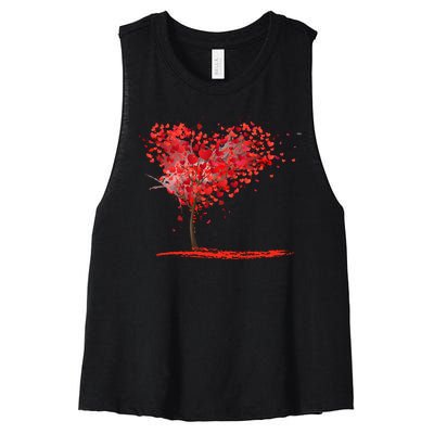 Valentines Day Heart Shaped Tree Women's Racerback Cropped Tank