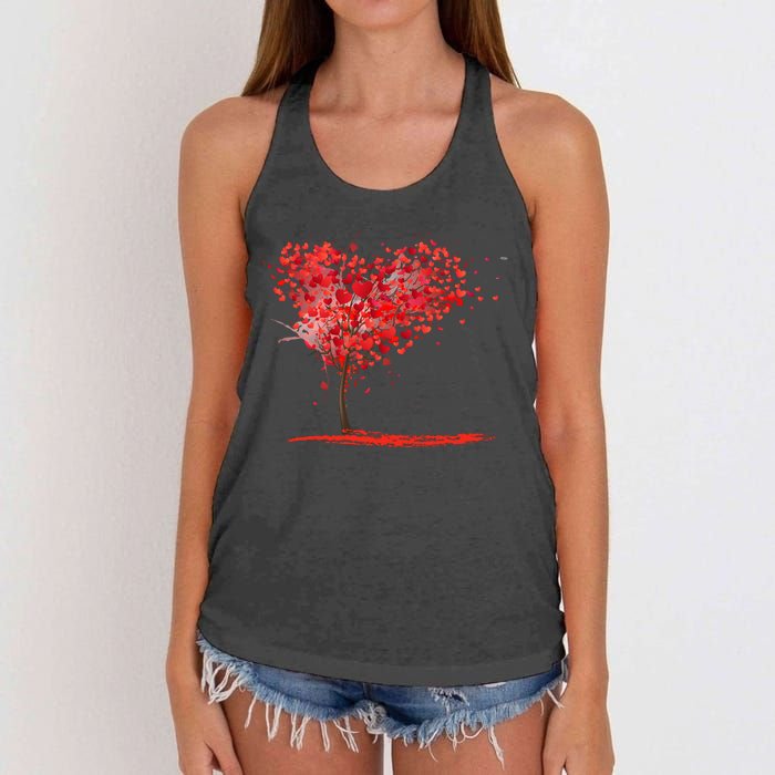 Valentines Day Heart Shaped Tree Women's Knotted Racerback Tank