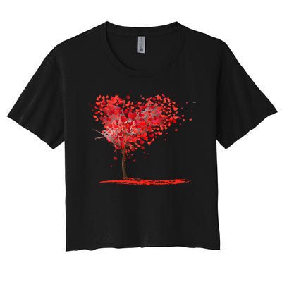 Valentines Day Heart Shaped Tree Women's Crop Top Tee