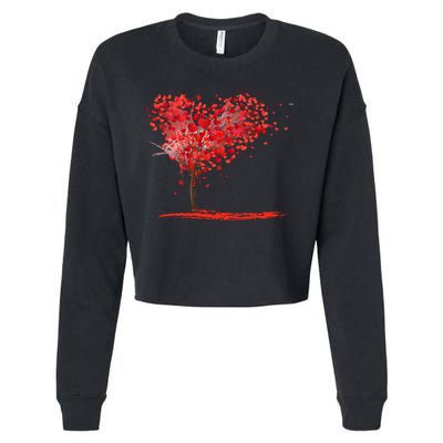 Valentines Day Heart Shaped Tree Cropped Pullover Crew
