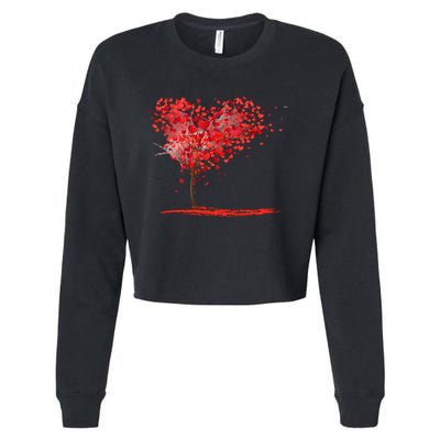 Valentines Day Heart Shaped Tree Cropped Pullover Crew