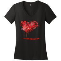 Valentines Day Heart Shaped Tree Women's V-Neck T-Shirt