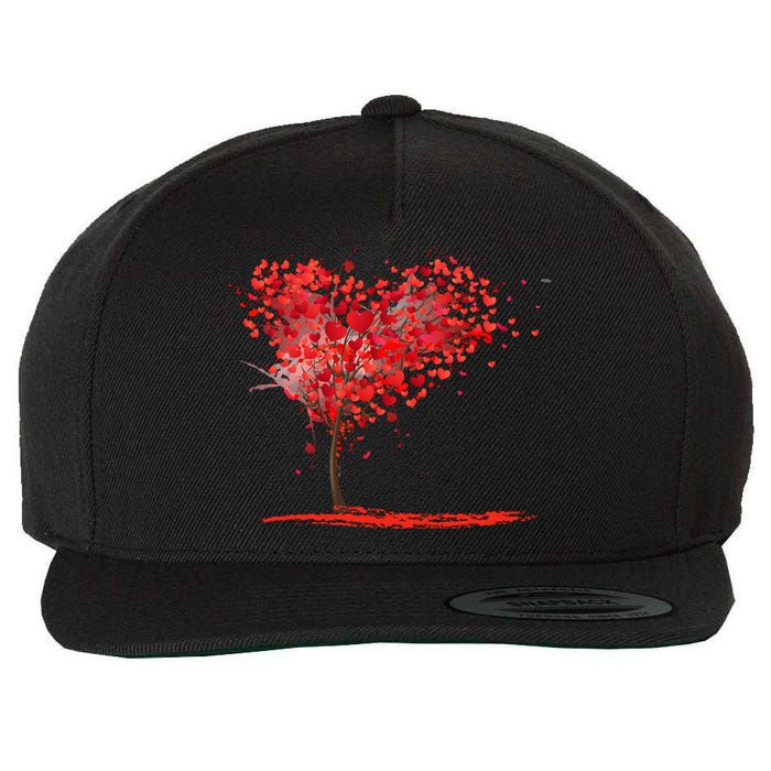 Valentines Day Heart Shaped Tree Wool Snapback Cap