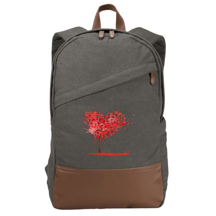 Valentines Day Heart Shaped Tree Cotton Canvas Backpack