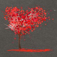 Valentines Day Heart Shaped Tree Cotton Canvas Backpack