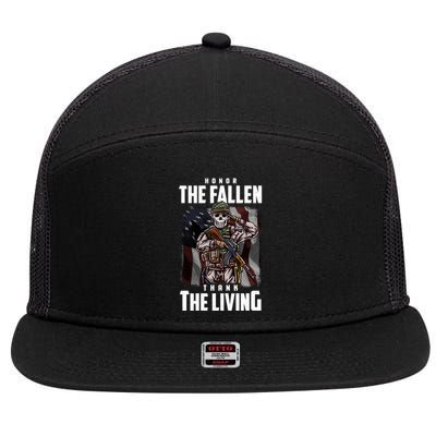 Veterans Day Honor The Fallen Thank The Living Gift 7 Panel Mesh Trucker Snapback Hat