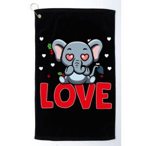 Valentine's Day Hearts Love Elephant Animal Lovers Gift Platinum Collection Golf Towel