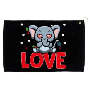 Valentine's Day Hearts Love Elephant Animal Lovers Gift Grommeted Golf Towel