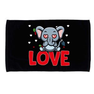 Valentine's Day Hearts Love Elephant Animal Lovers Gift Microfiber Hand Towel