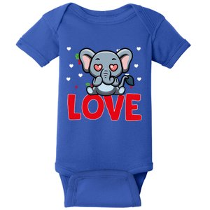 Valentine's Day Hearts Love Elephant Animal Lovers Gift Baby Bodysuit