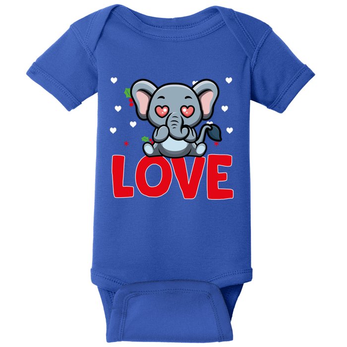 Valentine's Day Hearts Love Elephant Animal Lovers Gift Baby Bodysuit