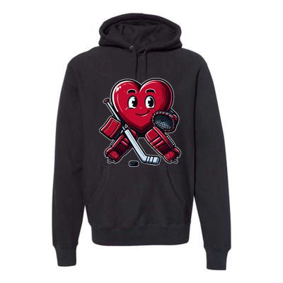 ValentineS Day Heart Ice Hockey Goalie Premium Hoodie