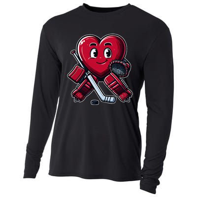 ValentineS Day Heart Ice Hockey Goalie Cooling Performance Long Sleeve Crew