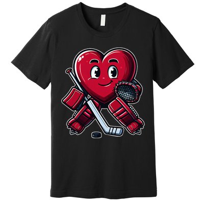 ValentineS Day Heart Ice Hockey Goalie Premium T-Shirt