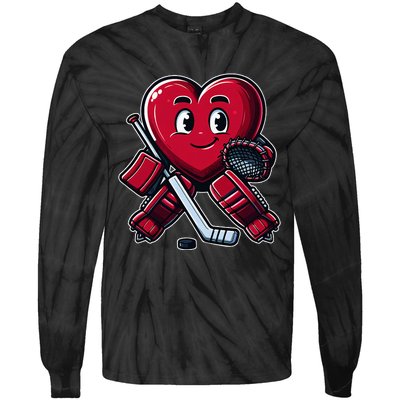 ValentineS Day Heart Ice Hockey Goalie Tie-Dye Long Sleeve Shirt