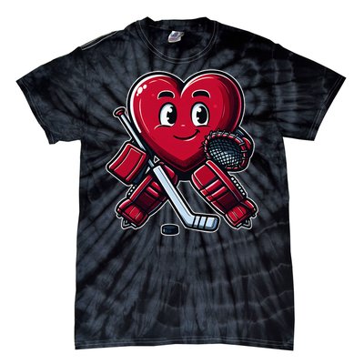 ValentineS Day Heart Ice Hockey Goalie Tie-Dye T-Shirt