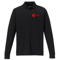 Valentines Day Hearts Funny Performance Long Sleeve Polo