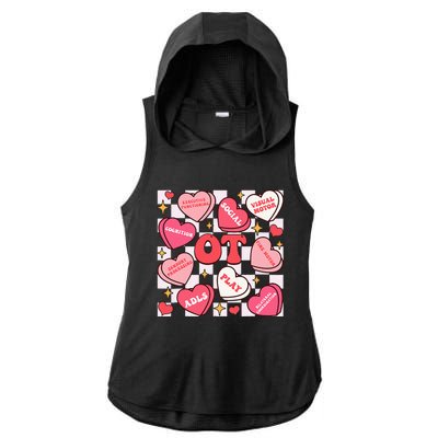 Valentines Day Heart Occupational Therapist Ot Therapy Ladies PosiCharge Tri-Blend Wicking Draft Hoodie Tank