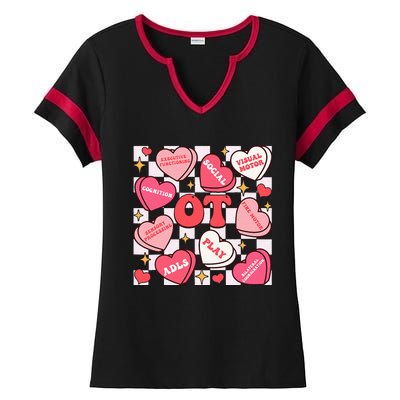 Valentines Day Heart Occupational Therapist Ot Therapy Ladies Halftime Notch Neck Tee