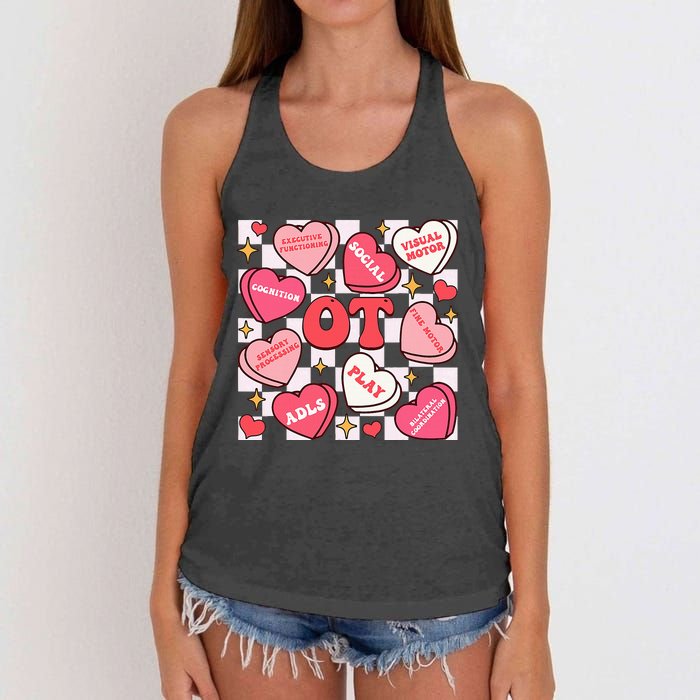 Valentines Day Heart Occupational Therapist Ot Therapy Women's Knotted Racerback Tank