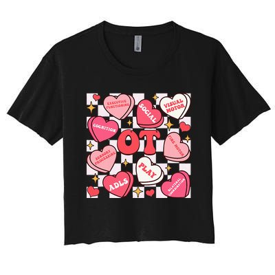 Valentines Day Heart Occupational Therapist Ot Therapy Women's Crop Top Tee