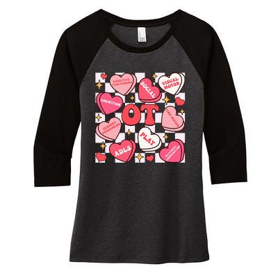 Valentines Day Heart Occupational Therapist Ot Therapy Women's Tri-Blend 3/4-Sleeve Raglan Shirt