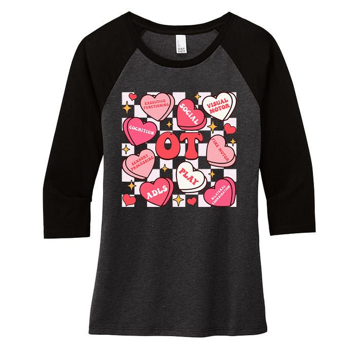 Valentines Day Heart Occupational Therapist Ot Therapy Women's Tri-Blend 3/4-Sleeve Raglan Shirt