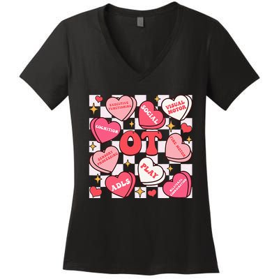 Valentines Day Heart Occupational Therapist Ot Therapy Women's V-Neck T-Shirt