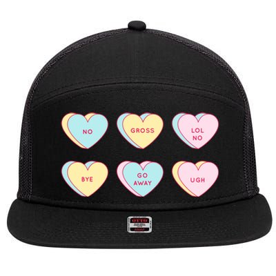 Valentines Day Hearts Candy Singles Awareness Day Gift 7 Panel Mesh Trucker Snapback Hat