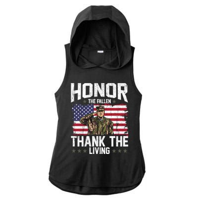 Veterans Day Honor The Fallen Military Veteran Cool Gift Ladies PosiCharge Tri-Blend Wicking Draft Hoodie Tank