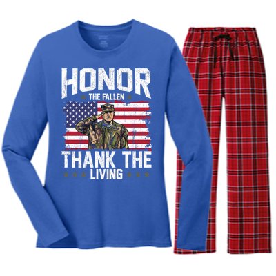 Veterans Day Honor The Fallen Military Veteran Cool Gift Women's Long Sleeve Flannel Pajama Set 