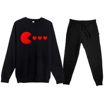 Valentines Day Hearts Funny Premium Crewneck Sweatsuit Set