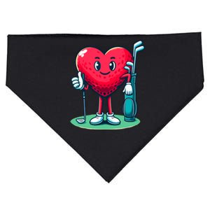 ValentineS Day Heart Shaped Golf Lovers Player Golfers USA-Made Doggie Bandana