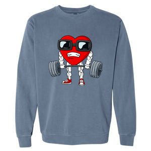 Valentines Day Heart Weightlifting Funny Deadlift Fitness Gift Garment-Dyed Sweatshirt