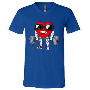 Valentines Day Heart Weightlifting Funny Deadlift Fitness Gift V-Neck T-Shirt