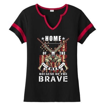 Veterans Day Home Of The Free Because Of The Brave Funny Gift Ladies Halftime Notch Neck Tee