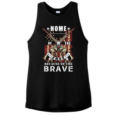 Veterans Day Home Of The Free Because Of The Brave Funny Gift Ladies PosiCharge Tri-Blend Wicking Tank