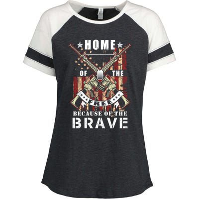 Veterans Day Home Of The Free Because Of The Brave Funny Gift Enza Ladies Jersey Colorblock Tee